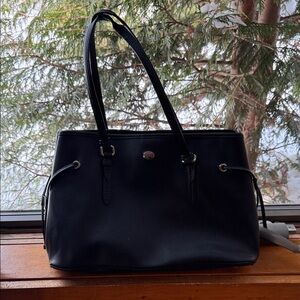 Coach Black Leather Tote Bag / Shoulder Bag – Classic Work Purse